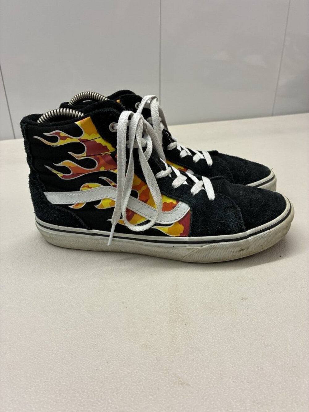 Vans Sk8 Hi Shoes Kids Youth 4.5 High Top Sneakers 721356 Flames Skateboard
